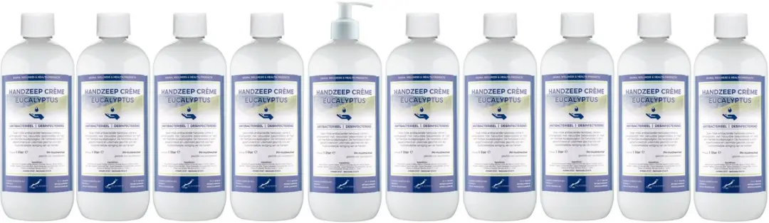 Splashbox Cosmetics Handzeep Crème Eucalyptus 1L - Set van 10