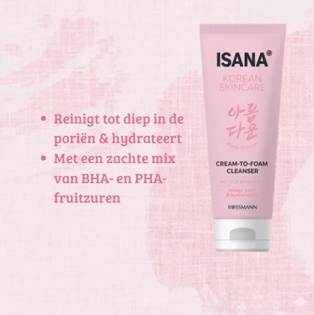 Isana Korean Skincare Cream-To-Foam Cleanser 150ml - Gezichtsreiniger CICA/BHA/PHA