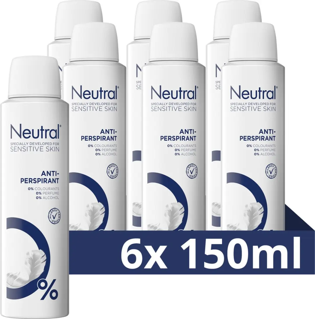 Neutral Parfumvrije Anti-Transpirant Spray 150ml - 6 Stuks - afbeelding 2 van 6