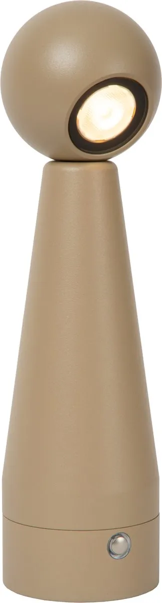 Lucide IPSOS - Oplaadbare Tafellamp - Accu/Batterij - LED Dimbaar - 1x3W 2700K - Taupe