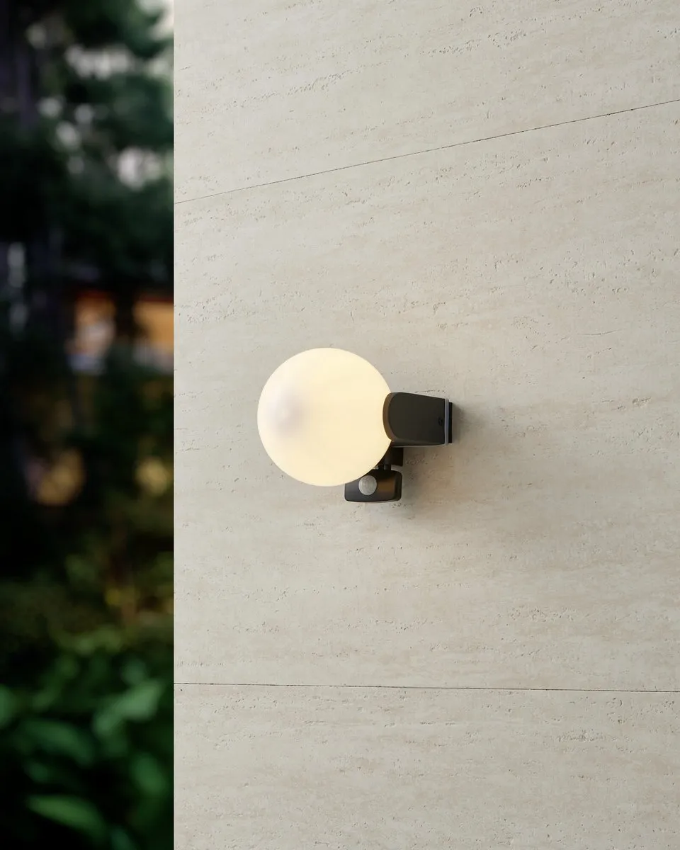 Eglo Rubio Wandlamp Buiten Sensor E27 - Zwart/Wit