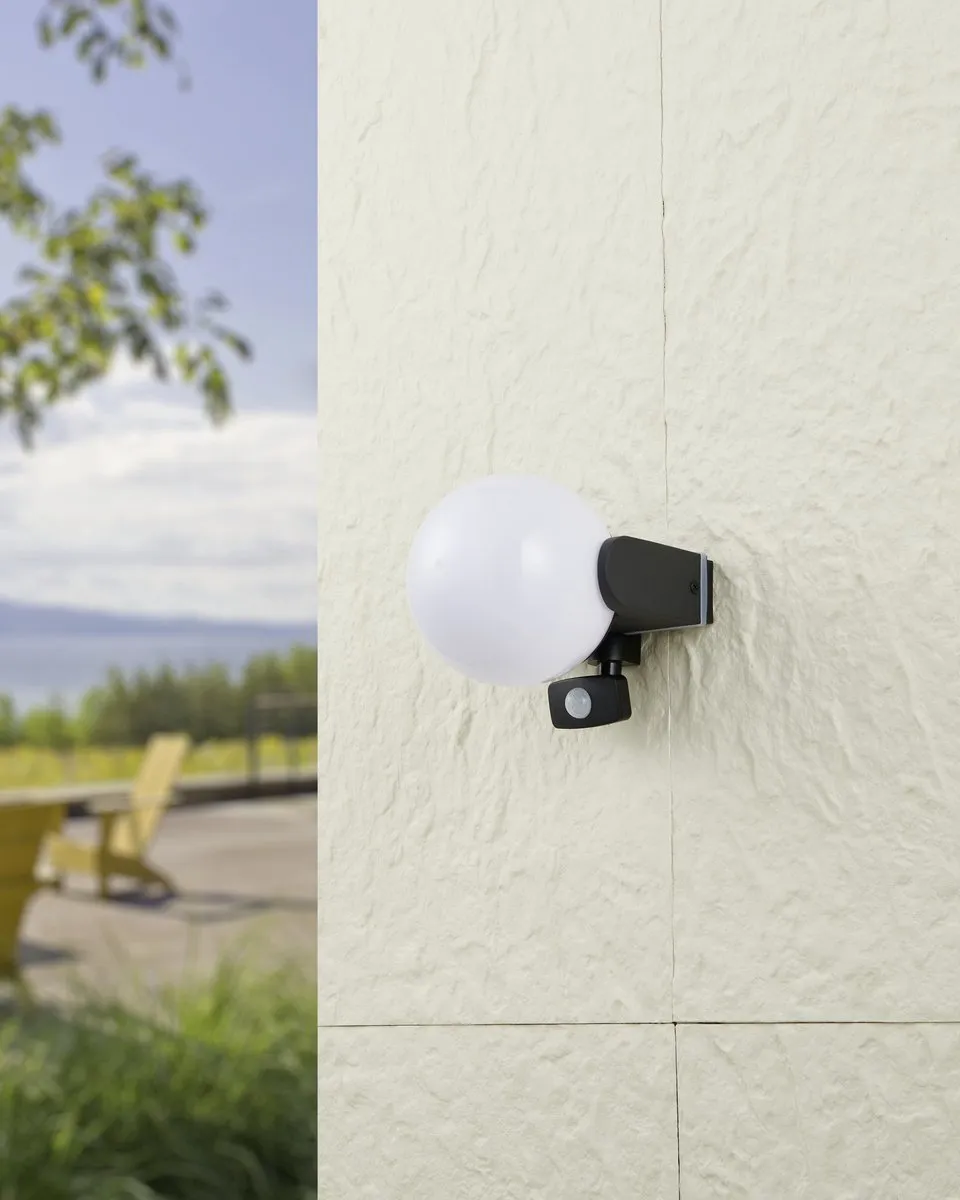 Eglo Rubio Wandlamp Buiten Sensor E27 - Zwart/Wit