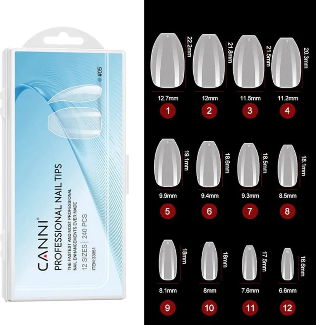 Canni Nageltips Mat Kort Coffin - 240 Stuks