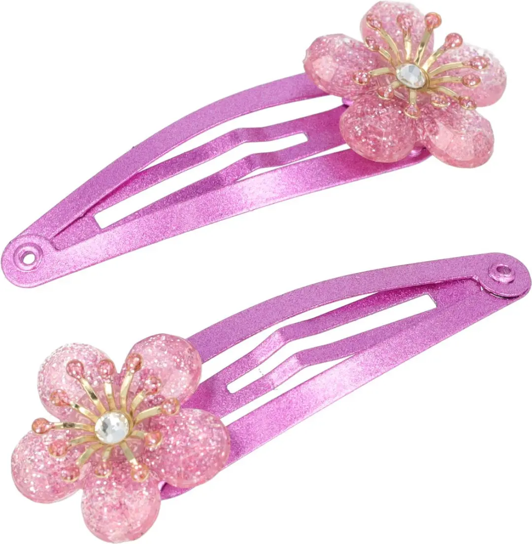 Haarsoires Klikklak Haarspeld 5cm - Roze Paars - Glitter Steentjes - Set van 2