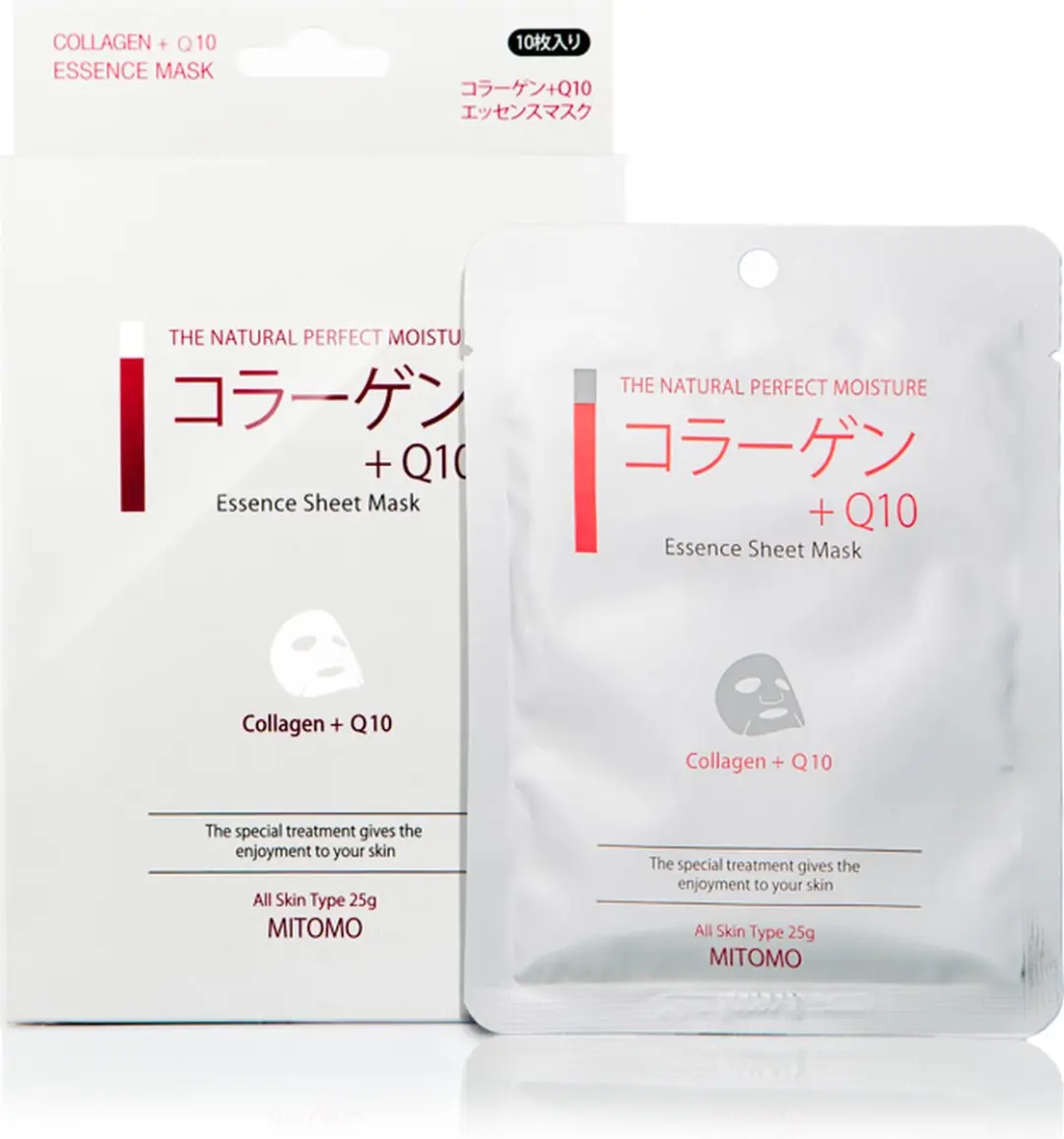 Mitomo Collageen & Q10 Gezichtsmasker 25ml - Transparant Wit