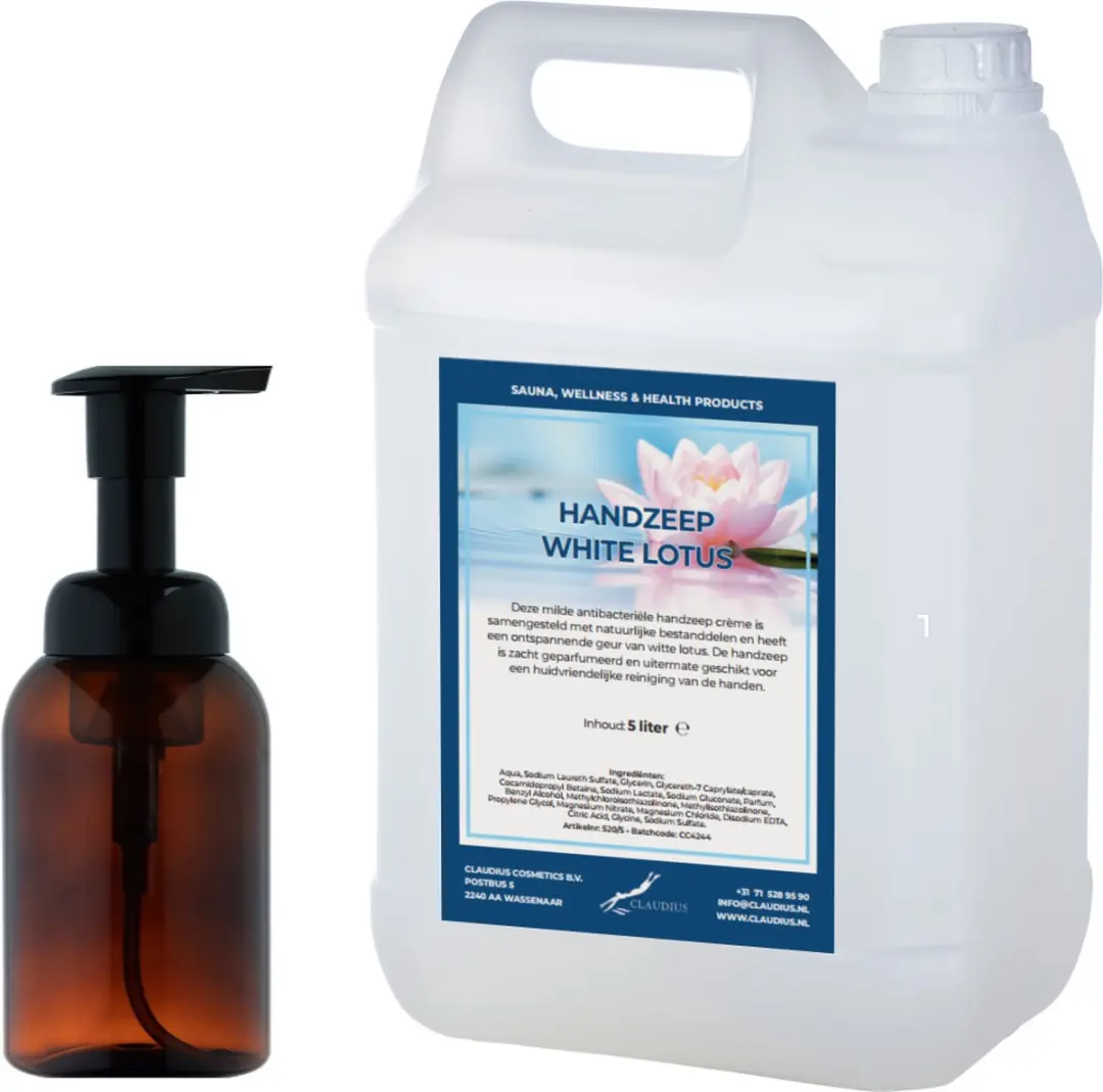 Splashbox Cosmetics Zeepdispenser 300ml + 5L Handzeep White Lotus Navulling