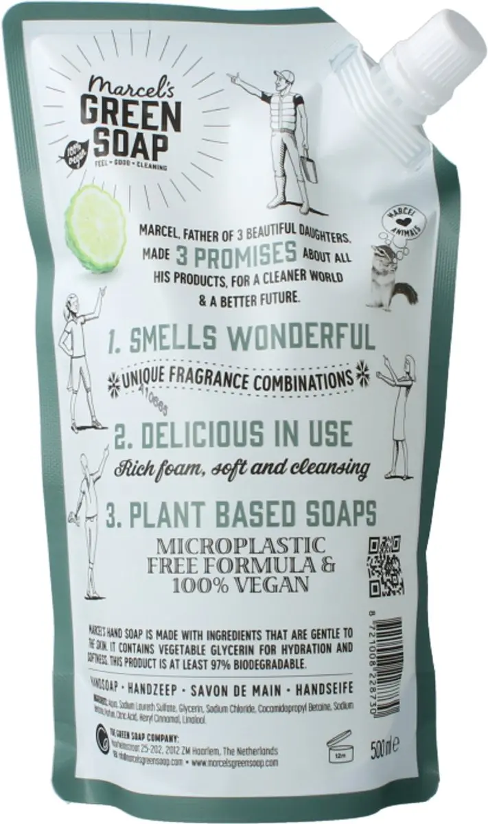 Marcel's Green Soap Handzeep Bergamot & Black Pepper Navulling 500ml