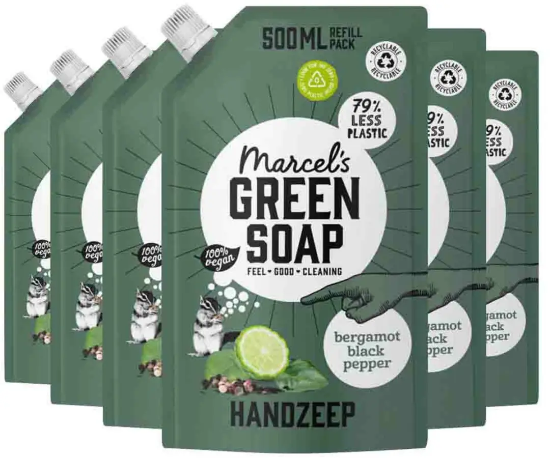 Marcel's Green Soap Handzeep Bergamot & Black Pepper Navulling 500ml