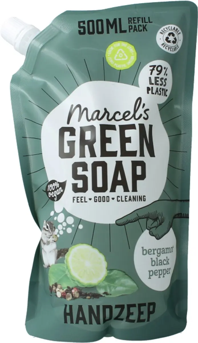 Marcel's Green Soap Handzeep Bergamot & Black Pepper Navulling 500ml