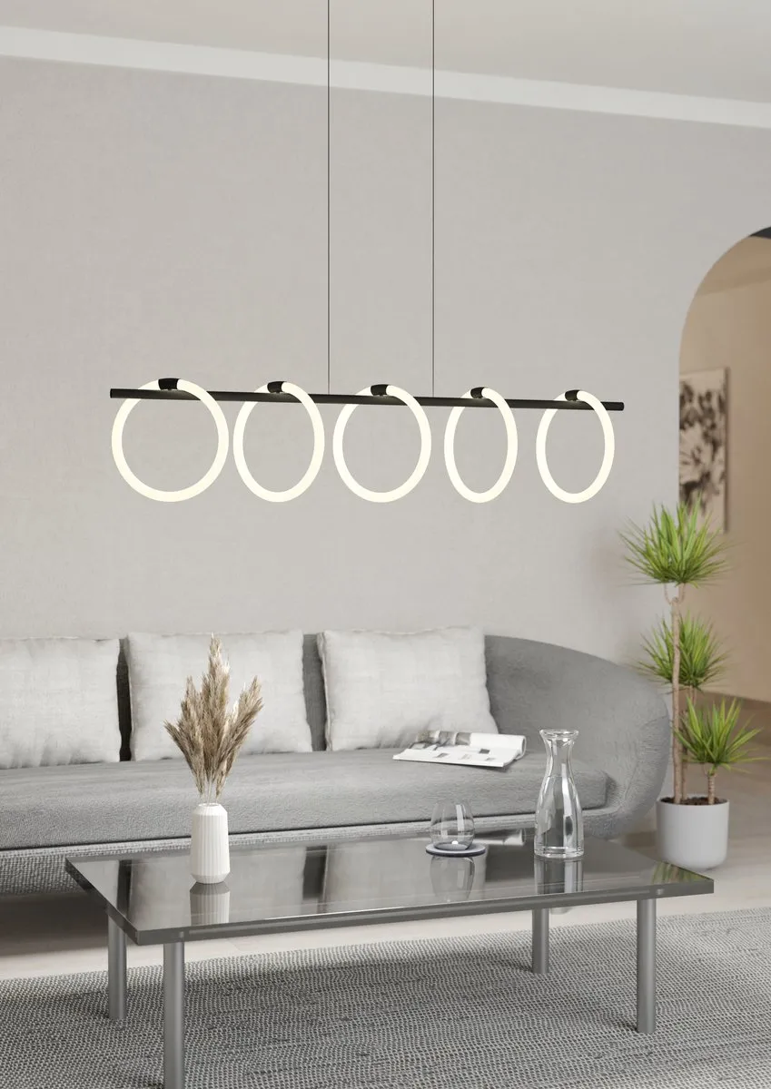 Eglo Caranacoa Hanglamp LED 117cm - 3 Lichtpunten - Zwart/Wit