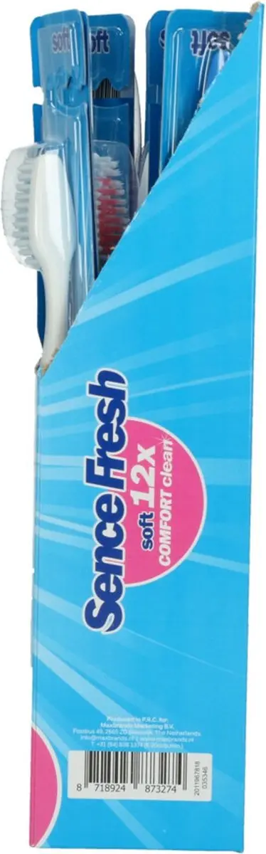 Sence Tandenborstels Fresh Soft Comfort - 12 Stuks - Blauw/Wit
