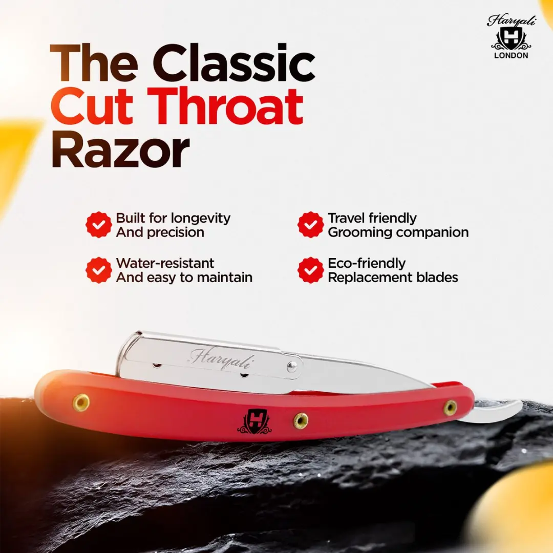 Haryali London Cut Throat Scheermes - Rijk Rood