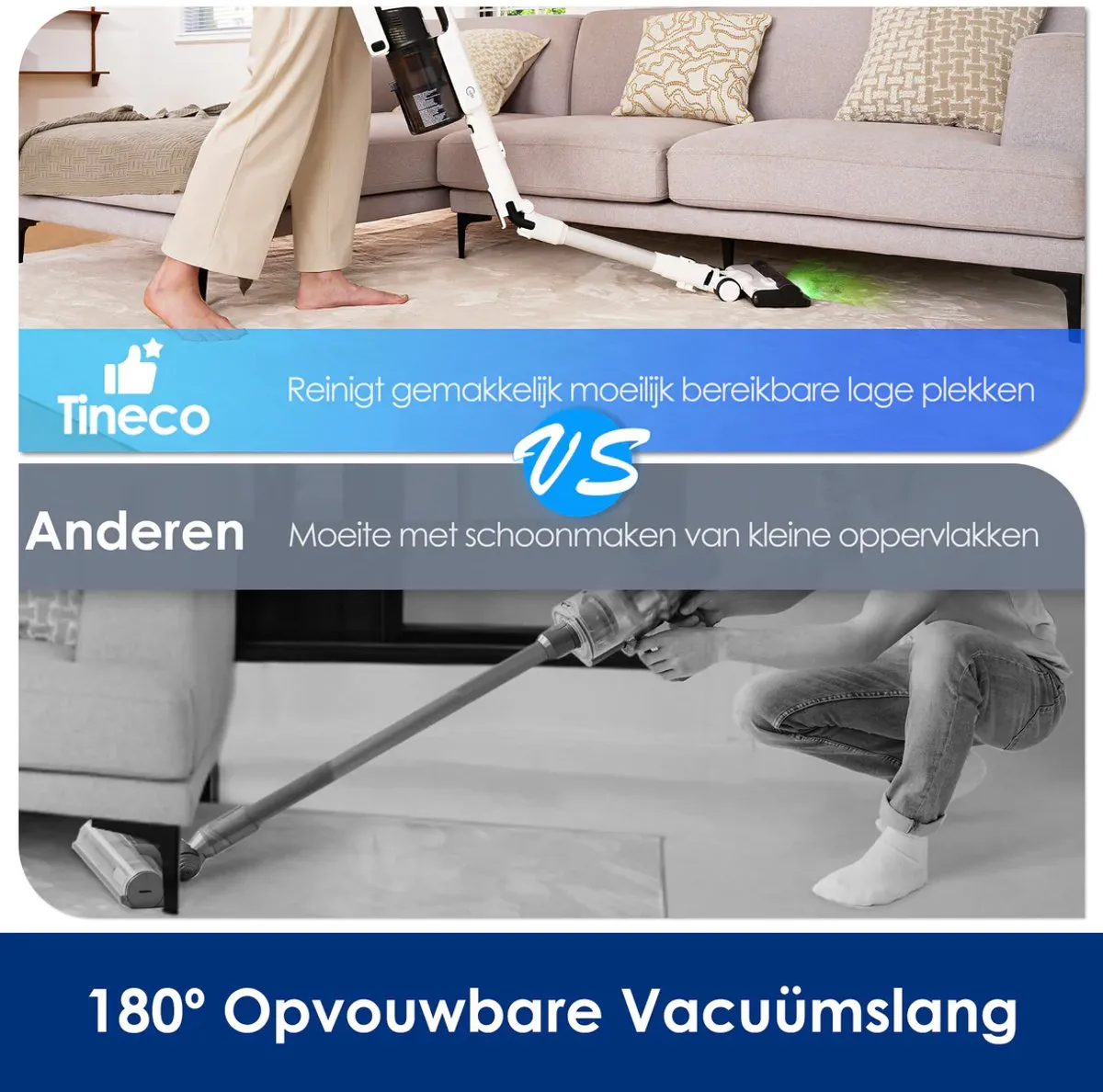 Tineco A50S Steelstofzuiger - Wit - 185W - 70 Min