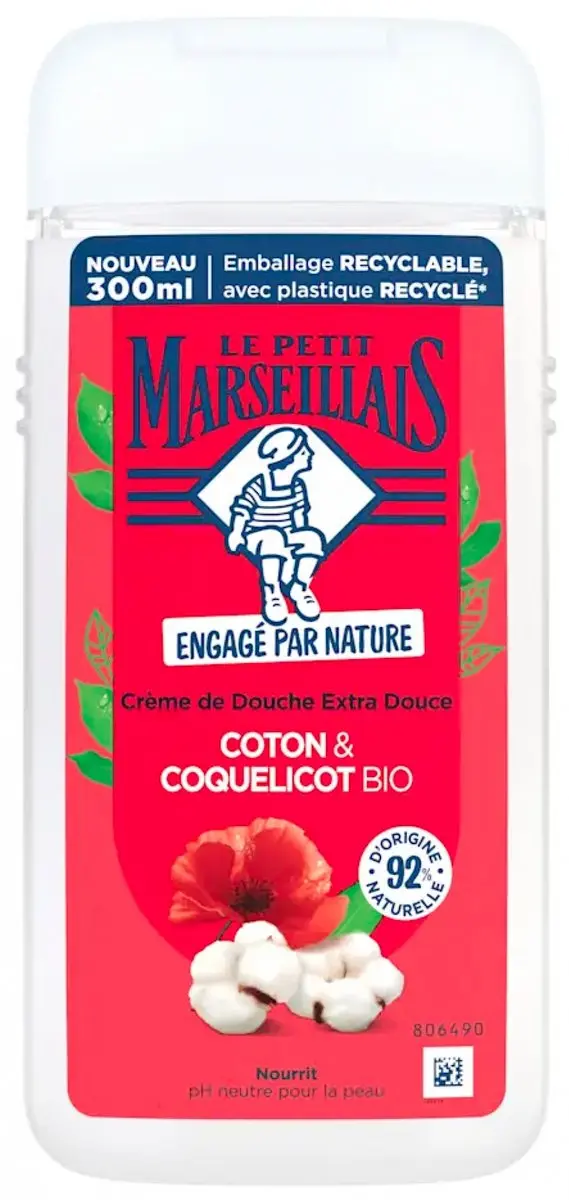 Le Petit Marseillais Douchecrème Biologisch Katoen & Papaver 250ml