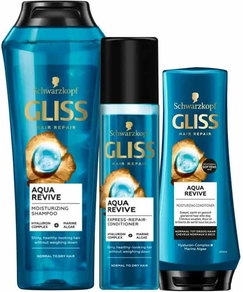 Gliss Aqua Revive Shampoo Conditioner Anti-klit Spray