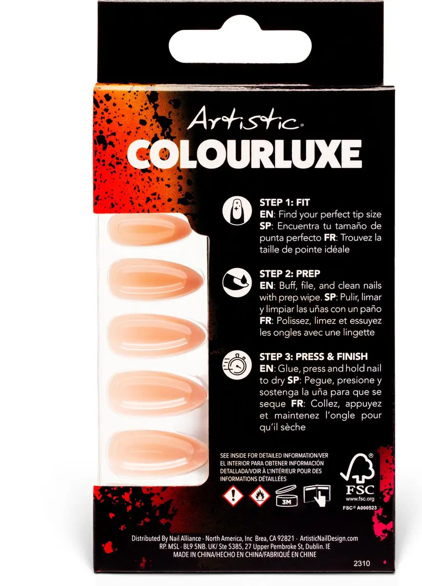 Artistic Nail Design Colourluxe Press On Tips Parisian Chérie - Short Almond
