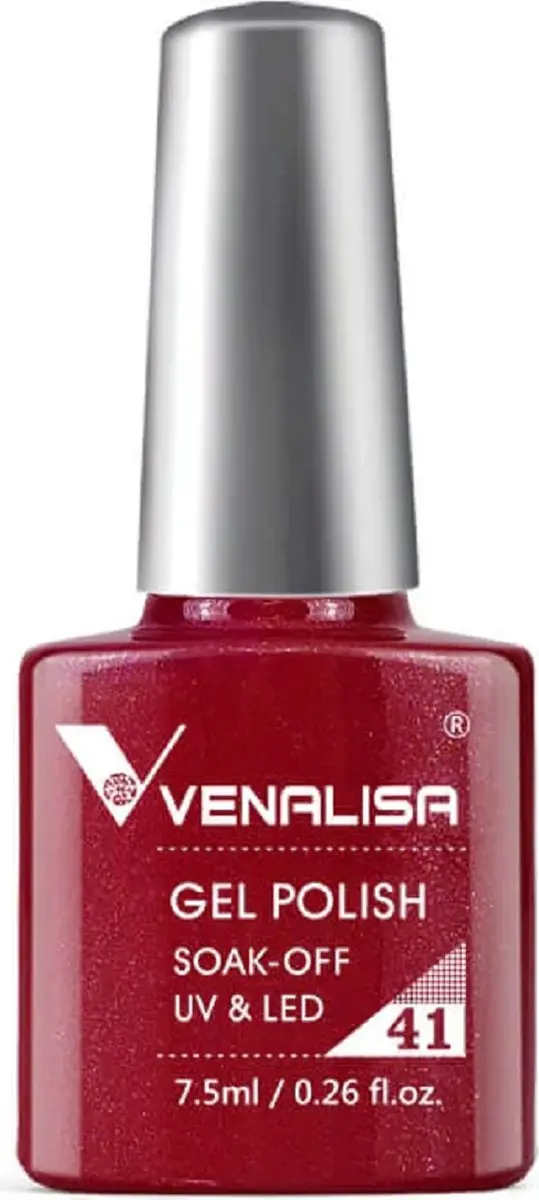 Venalisa Gellak Pearly Red 7.5ml - Rood Glitter