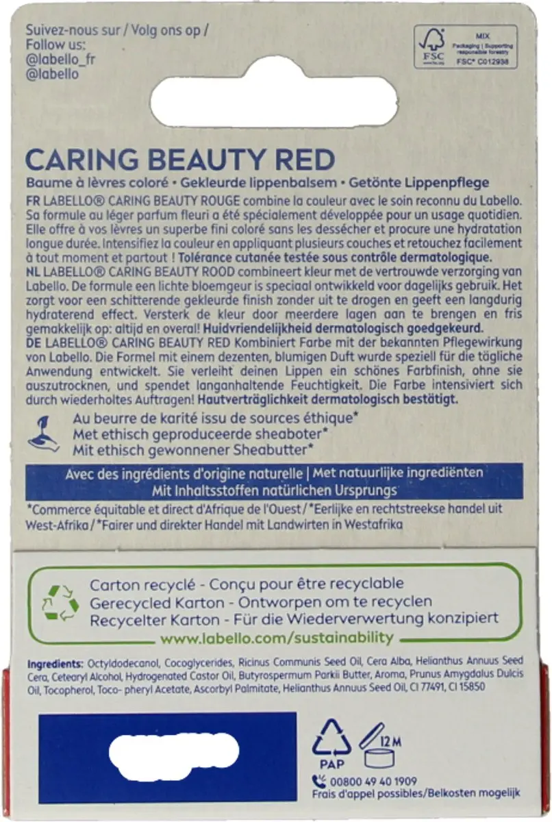 Labello Caring Beauty Lippenbalsem Red 5.5ml