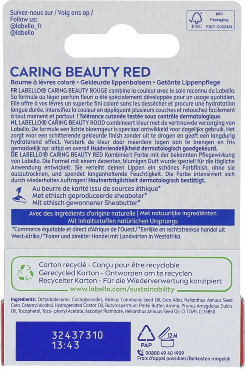Labello Caring Beauty Lippenbalsem Red 5.5ml