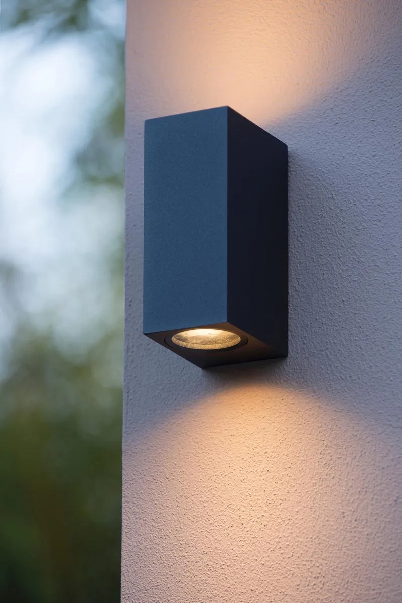 Lucide ZARO Wandspot 2xGU10 IP65 - Zwart