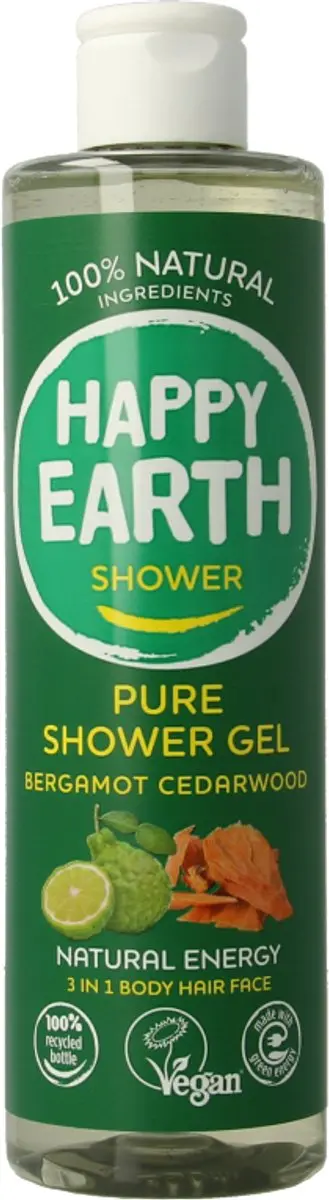 Happy Earth Douchegel Bergamot Cedarwood 300ml