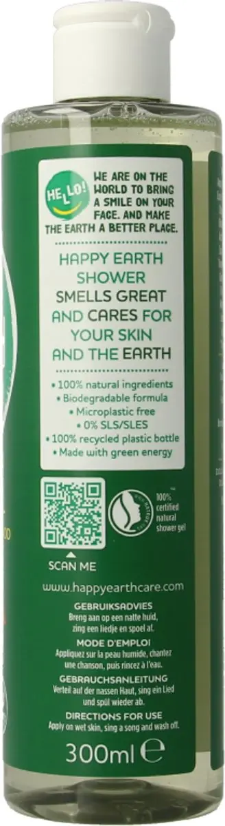 Happy Earth Douchegel Bergamot Cedarwood 300ml
