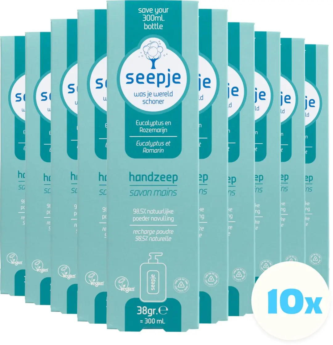 Seepje Handzeep Navulling Eucalyptus Rozemarijn 38ml - 10 Stuks