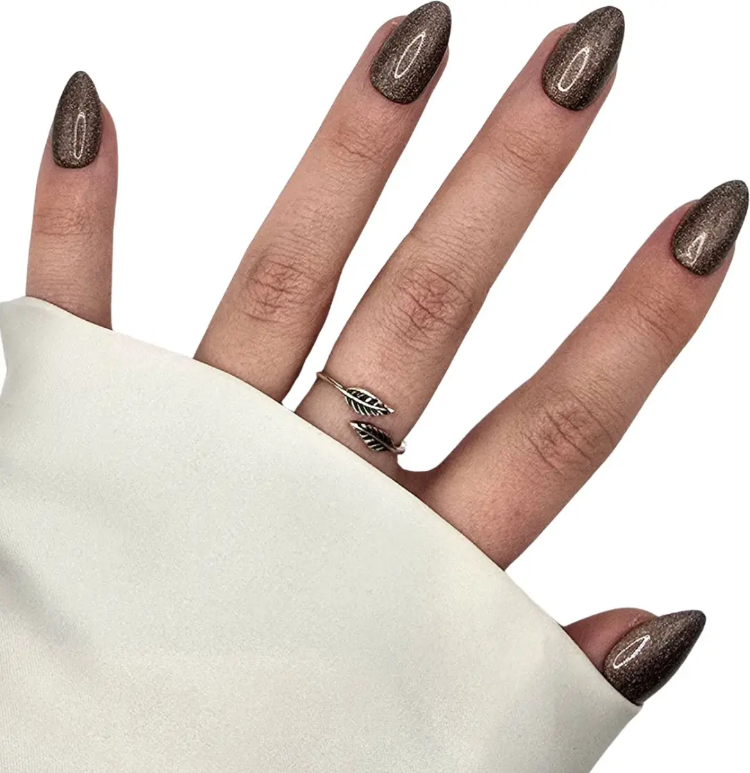 SD Press on Nails B-250 Plaknagels - 20 Stuks - Bruin Glitter