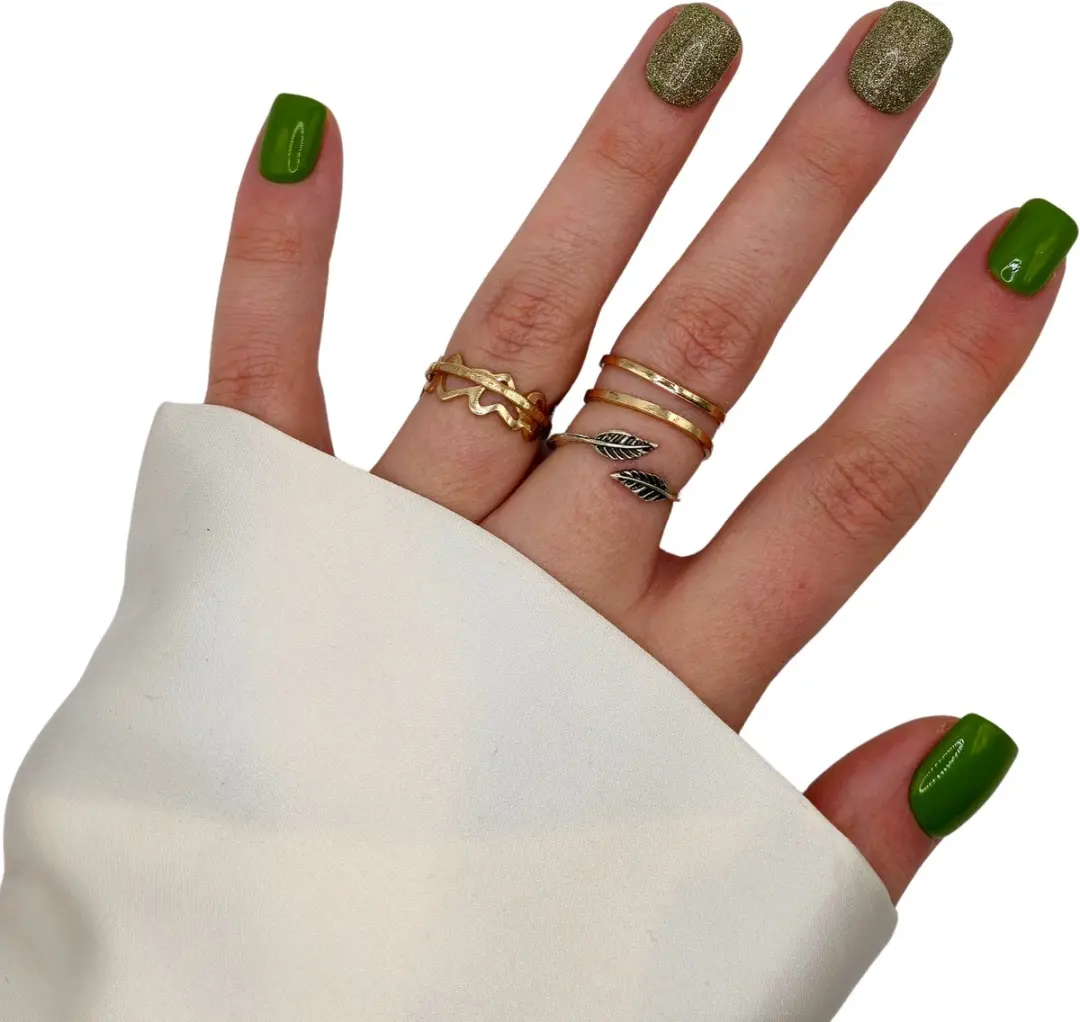 SD Press on Nails Groene Glitternagels Short Square - 20 Stuks