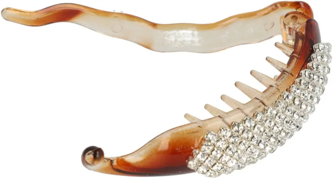 Haarsoires Haarspeld 7cm - Bruin met Zilveren Strass - afbeelding 6 van 6