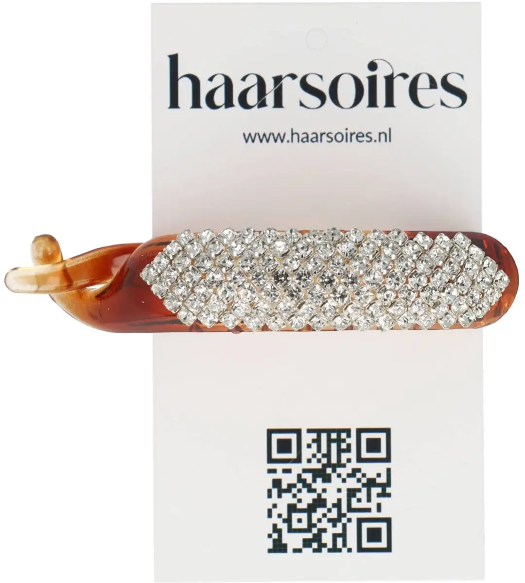 Haarsoires Haarspeld 7cm - Bruin met Zilveren Strass