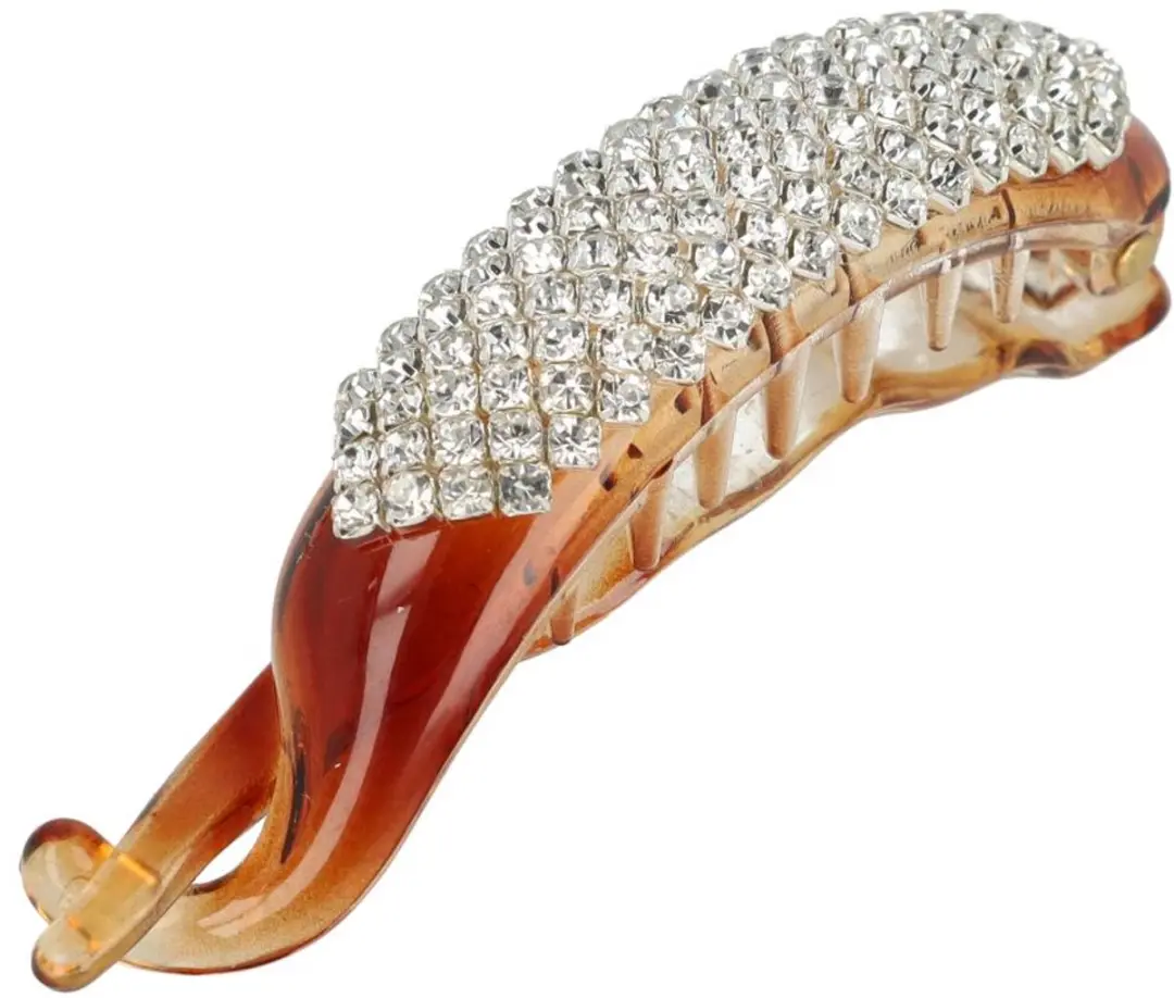 Haarsoires Haarspeld 7cm - Bruin met Zilveren Strass