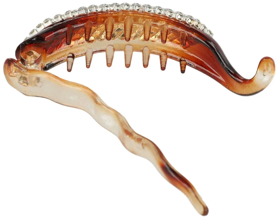 Haarsoires Haarspeld 7cm - Bruin met Zilveren Strass