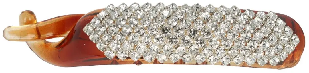 Haarsoires Haarspeld 7cm - Bruin met Zilveren Strass