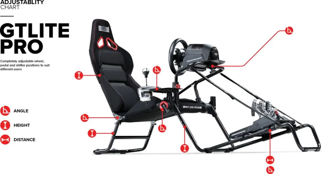Next Level Racing NLR-S031 GT Lite Pro Racestoel Cockpit - Opvouwbaar & Licht - Zwart/Rood