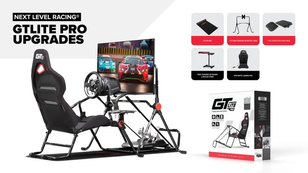 Next Level Racing NLR-S031 GT Lite Pro Racestoel Cockpit - Opvouwbaar & Licht - Zwart/Rood