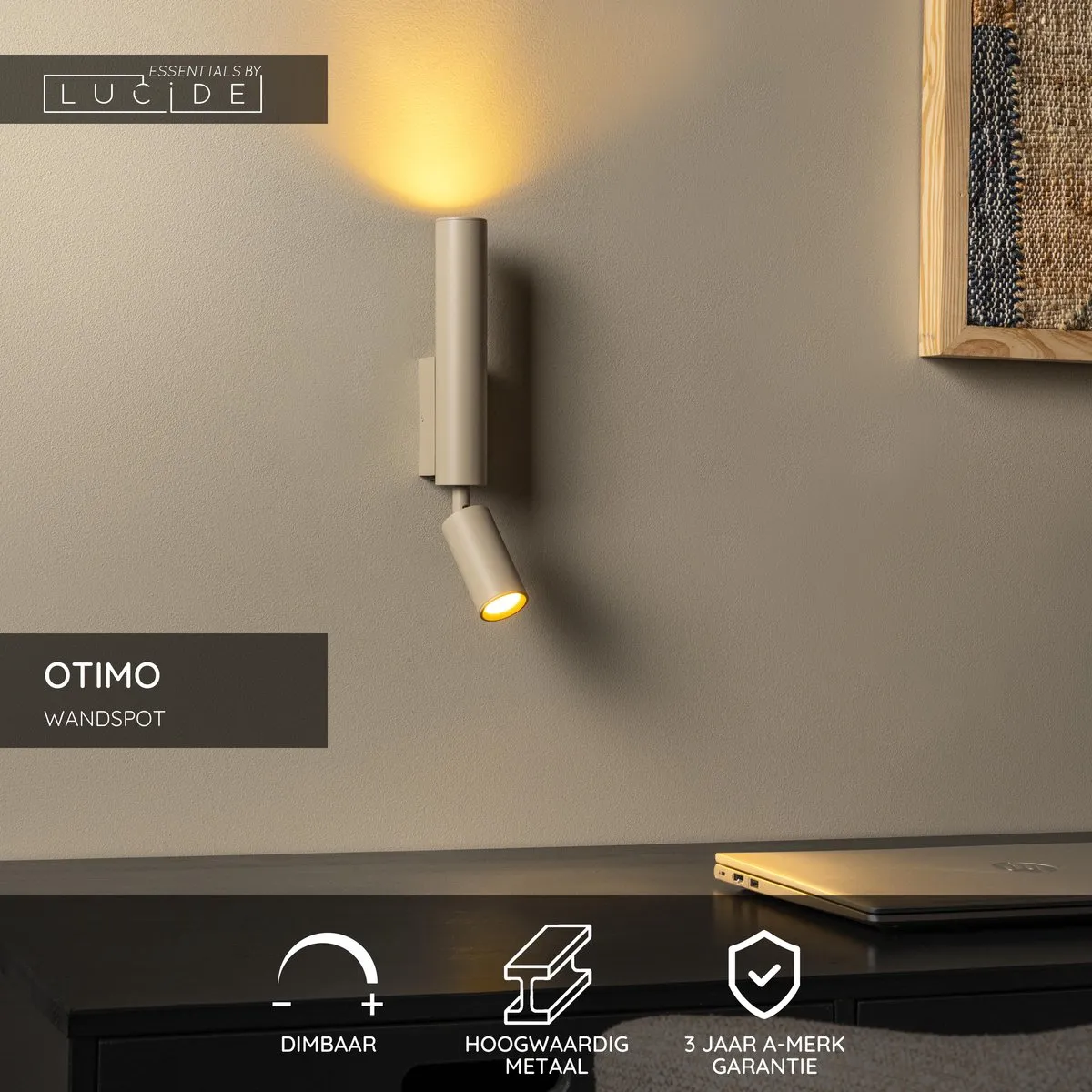 Lucide Otimo Wandspot 2xGU10 - Taupe