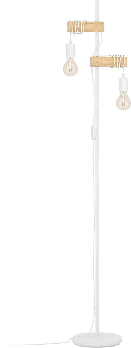 Eglo Townshend Vloerlamp - 2x E27 - 166,5 cm - Wit/Bruin