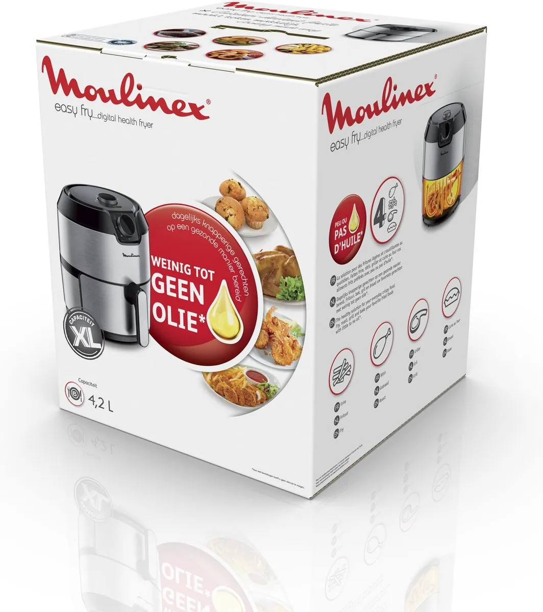 Moulinex Easy Fry Classic EZ201D10 Heteluchtfriteuse 1400W - 1200g - Zwart/RVS