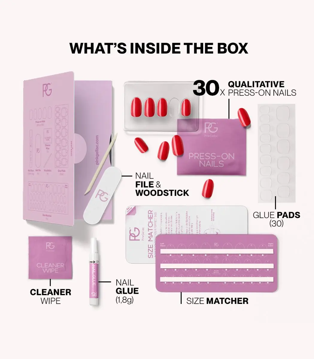 Pink Gellac Press On Nagels Bombshell Red 430 - S - 30 Stuks