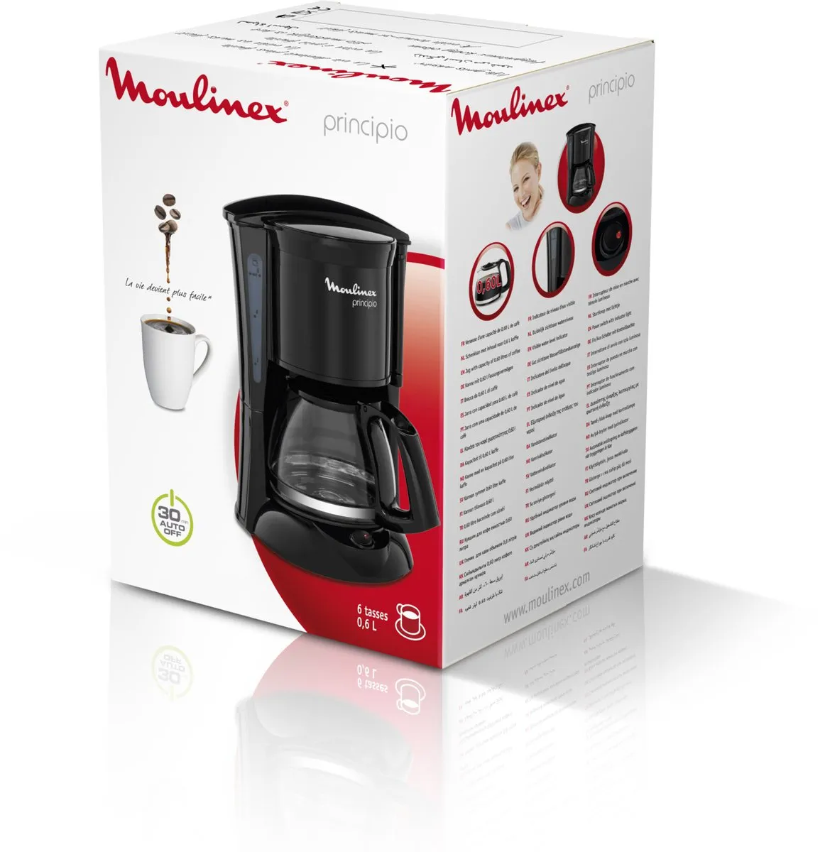 Moulinex FG1528 Drip Koffiemachine - 6 Koppen - 600W - Zwart