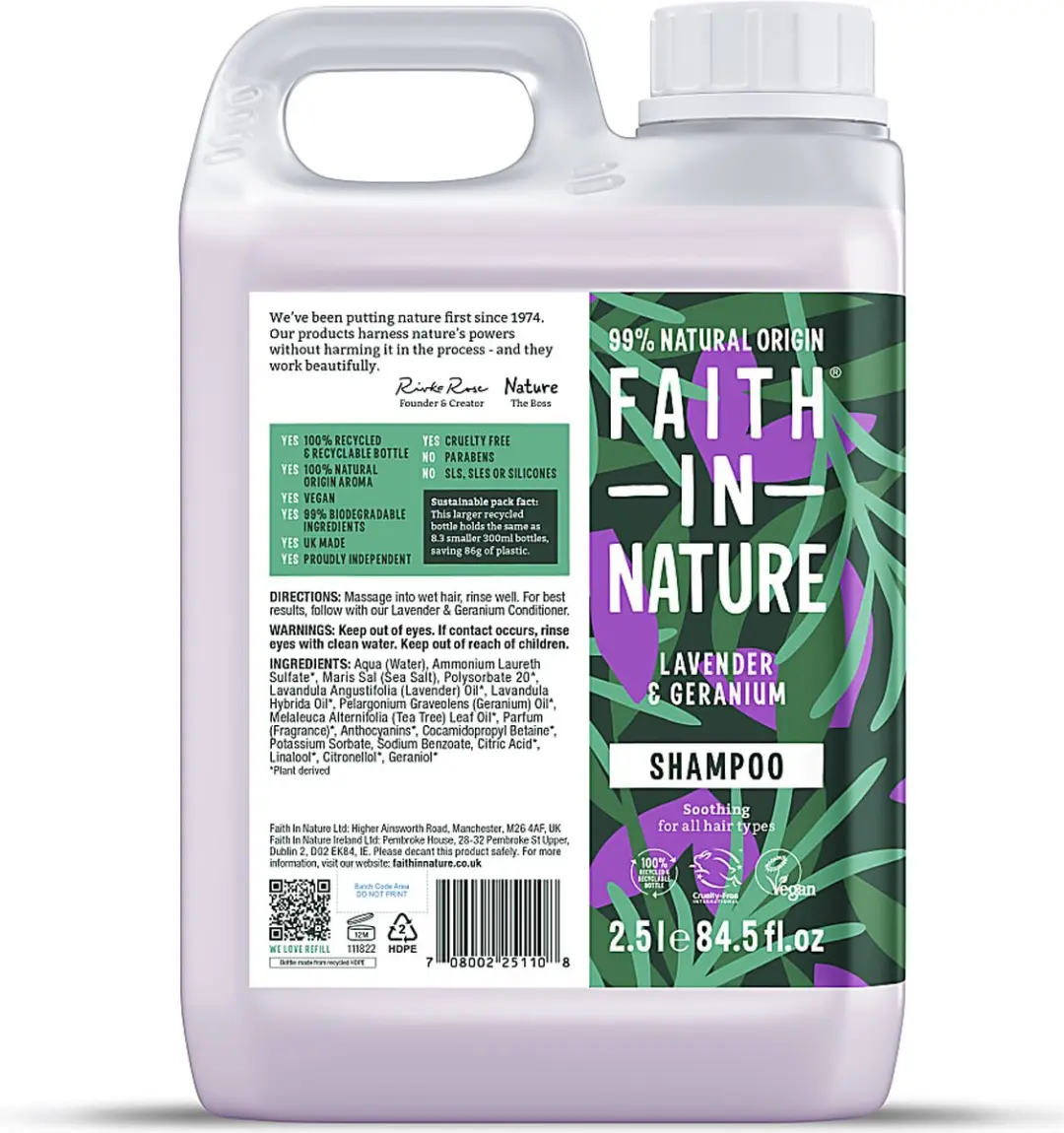Faith In Nature Lavendel & Geranium Shampoo 2,5L