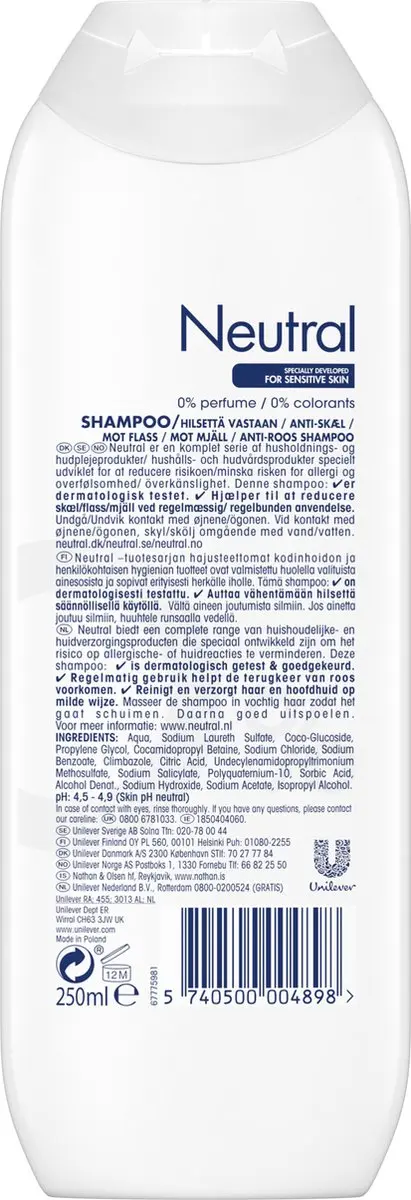 Neutral 0% Anti-Roos Shampoo - 8x250ml - afbeelding 6 van 6