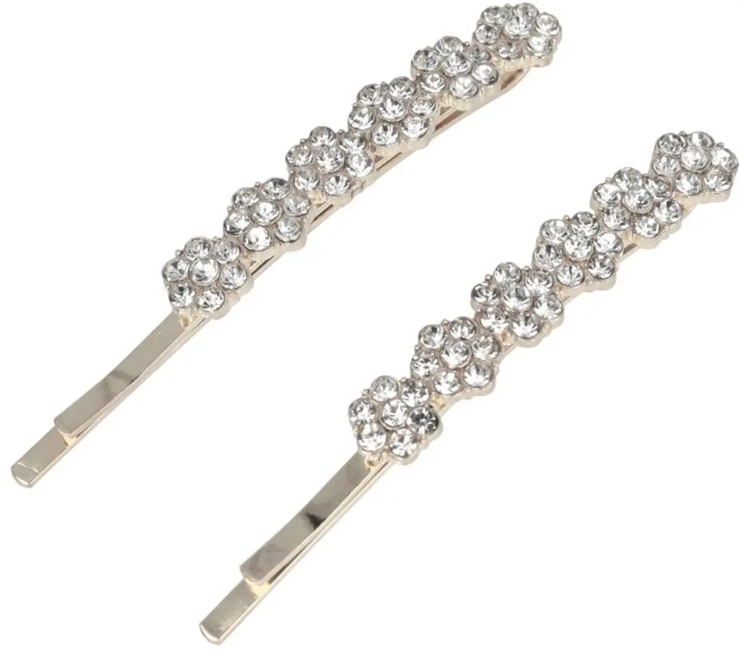 Haarsoires Schuifspeldjes Recht 6cm - Strass Zilver - 2 Stuks
