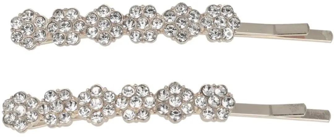 Haarsoires Schuifspeldjes Recht 6cm - Strass Zilver - 2 Stuks