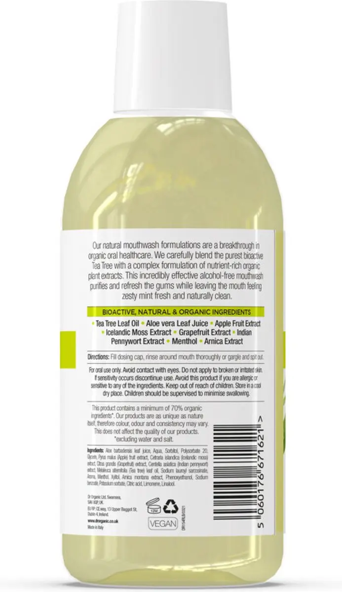 Dr Organic Tea Tree Mondwater 500ml - 6 Stuks