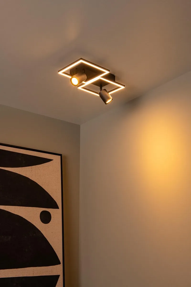 Lucide Ariane Plafonnière LED 2xGU10 - 40cm - Zwart - afbeelding 6 van 6