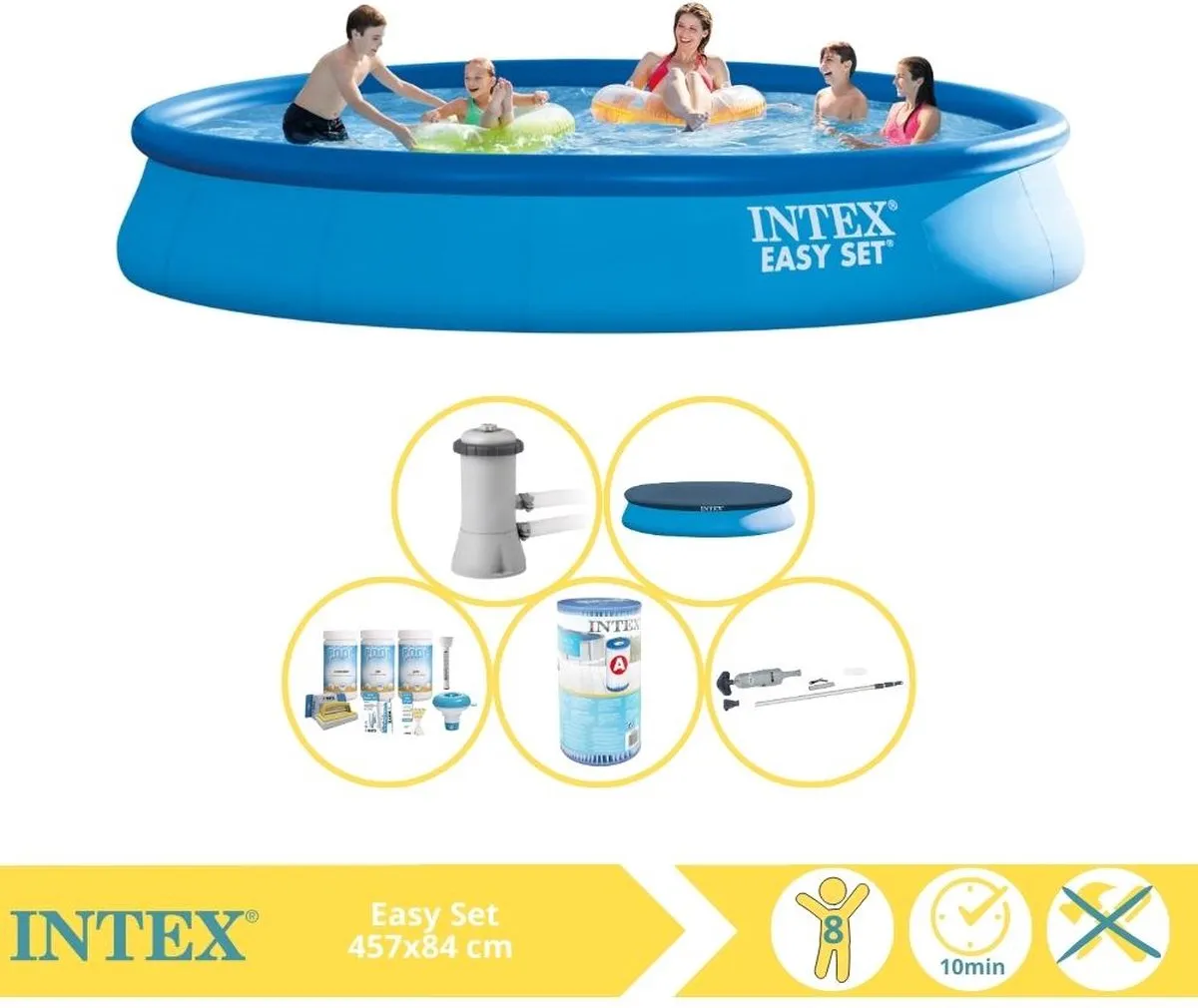 Intex Easy Set Zwembad 457x84cm - 9792L - Blauw - MPN 28158GN