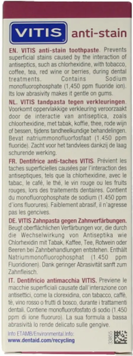 Vitis Anti-Stain Tandpasta 50ml