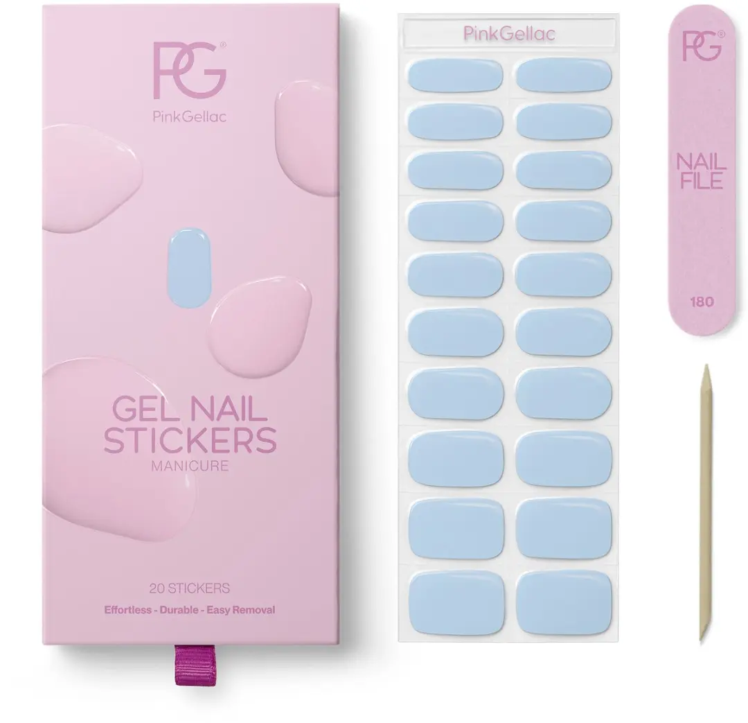 Pink Gellac UV Nagelstickers Powdery Blue - 20 Stuks